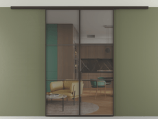 Перегородка Формато вдоль стены на потолок 2 створки