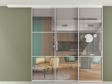 Перегородка Formato вдоль стены на потолок 3 створки с синхронным механизмом