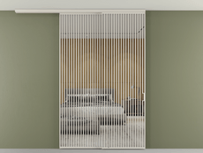 Перегородка Формато вдоль стены на потолок 2 створки с синхронным механизмом