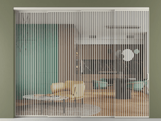 Перегородка Formato внутри проёма 4 створки с синхронным механизмом