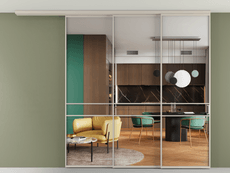 Перегородка Formato вдоль стены на потолок 3 створки с синхронным механизмом