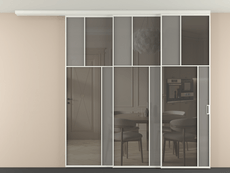 Перегородка Мозаик вдоль стены на потолок 3 створки с синхронным механизмом