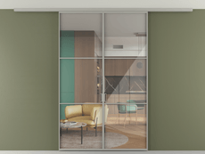 Перегородка Formato вдоль стены на потолок 2 створки