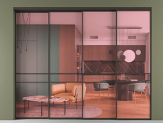 Перегородка Formato внутри проёма 4 створки с синхронным механизмом