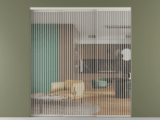 Перегородка Formato внутри проёма 3 створки с синхронным механизмом