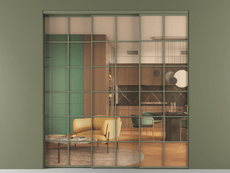 Перегородка Formato внутри проёма 3 створки с синхронным механизмом