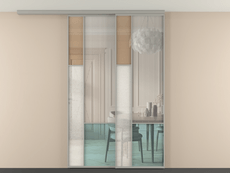 Перегородка Мозаик вдоль стены на потолок 2 створки с синхронным механизмом