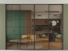 Перегородка Formato внутри проёма скрытое крепление в потолок 4 створки