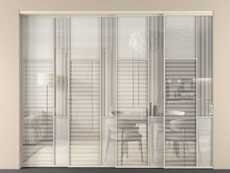 Перегородка Mosaic внутри проёма 4 створки с синхронным механизмом