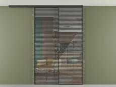 Перегородка Формато вдоль стены на потолок 2 створки с синхронным механизмом