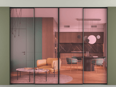 Перегородка Formato внутри проёма четырёхстворчатая со скрытым креплением в потолок