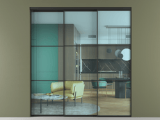 Перегородка Formato внутри проёма 3 створки с синхронным механизмом