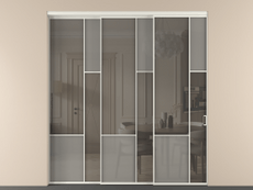 Перегородка Мозаик внутри проёма 3 створки с синхронным механизмом