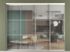 Перегородка Formato внутри проёма 4 створки с синхронным механизмом