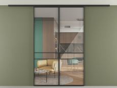 Перегородка Formato вдоль стены на потолок 2 створки