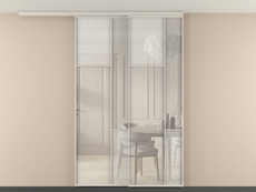 Перегородка Mosaic вдоль стены на потолок 2 створки с синхронным механизмом