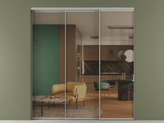 Перегородка Formato внутри проёма 3 створки с синхронным механизмом