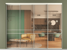 Перегородка Formato внутри проёма 4 створки с синхронным механизмом