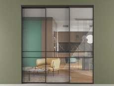 Перегородка Formato внутри проёма 3 створки с синхронным механизмом