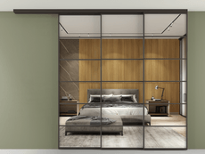 Перегородка Формато вдоль стены на потолок 3 створки с синхронным механизмом