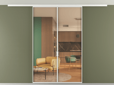 Перегородка Formato вдоль стены на потолок 2 створки