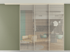 Перегородка Формато вдоль стены на потолок 3 створки с синхронным механизмом