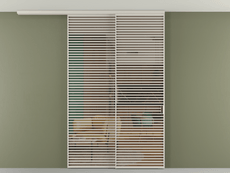 Перегородка Formato вдоль стены на потолок 2 створки с синхронным механизмом