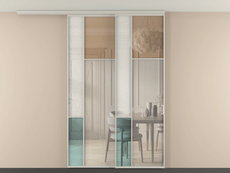 Перегородка Мозаик вдоль стены на потолок 2 створки с синхронным механизмом