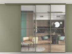 Перегородка Formato вдоль стены на потолок 3 створки с синхронным механизмом