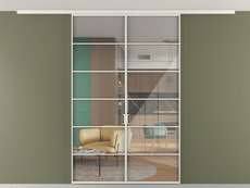 Перегородка Formato вдоль стены на потолок 2 створки