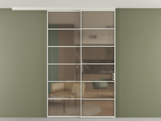 Перегородка Формато вдоль стены на потолок 2 створки с синхронным механизмом