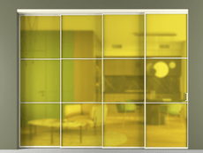 Перегородка Формато внутри проёма 4 створки с синхронным механизмом