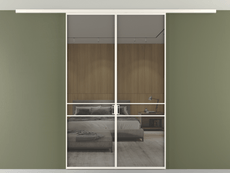 Перегородка Formato вдоль стены на потолок 2 створки