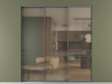 Перегородка Formato внутри проёма 3 створки с синхронным механизмом