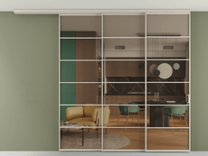 Перегородка Формато вдоль стены на потолок 3 створки с синхронным механизмом