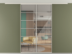 Перегородка Formato вдоль стены на потолок 2 створки