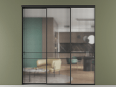 Перегородка Formato внутри проёма 3 створки с синхронным механизмом