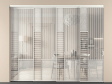 Перегородка Mosaic внутри проёма 4 створки с синхронным механизмом