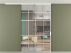 Перегородка Формато вдоль стены на потолок 2 створки с синхронным механизмом