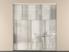 Перегородка Мозаик внутри проёма 3 створки с синхронным механизмом