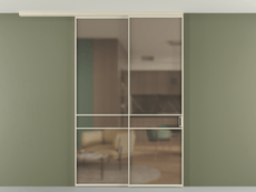 Перегородка Formato вдоль стены на потолок 2 створки с синхронным механизмом