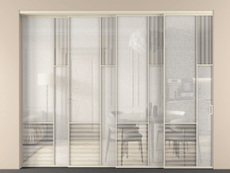 Перегородка Мозаик внутри проёма 4 створки с синхронным механизмом