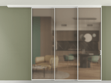 Перегородка Formato вдоль стены на потолок 3 створки с синхронным механизмом