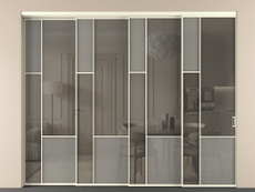 Перегородка Мозаик внутри проёма 4 створки с синхронным механизмом