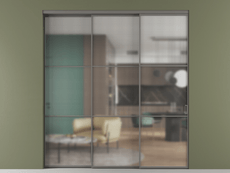 Перегородка Formato внутри проёма 3 створки с синхронным механизмом