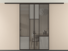 Перегородка Мозаик вдоль стены на потолок 2 створки