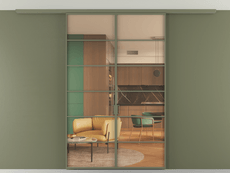 Перегородка Формато вдоль стены на потолок 2 створки