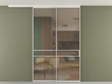 Перегородка Formato вдоль стены на потолок 2 створки с синхронным механизмом