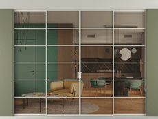 Перегородка Formato внутри проёма скрытое крепление в потолок 4 створки