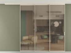 Перегородка Formato вдоль стены на потолок 3 створки с синхронным механизмом